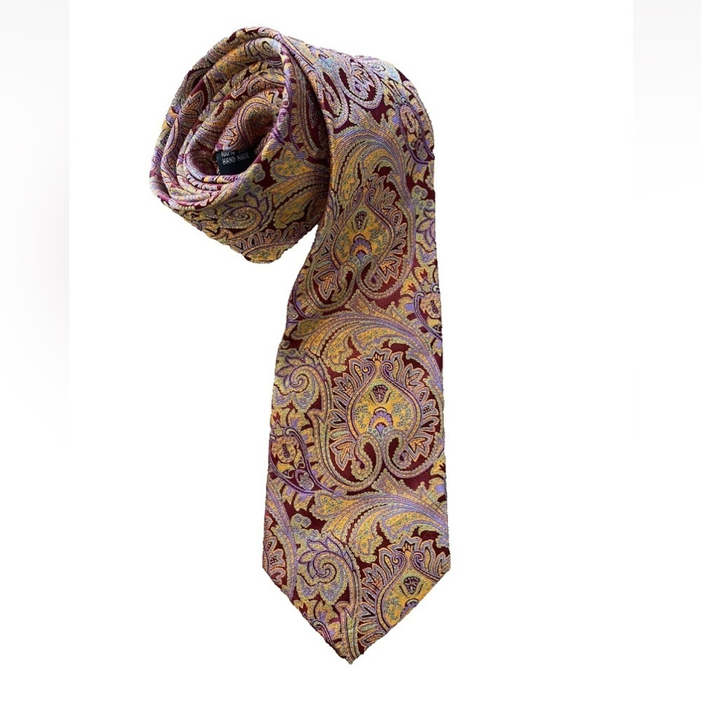 Emilio Ponti Tie Necktie Mens Colorful Paisley Design Office Old Money